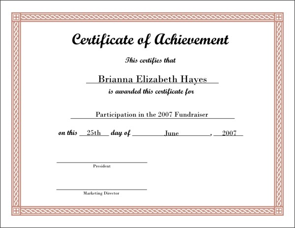 Achievement Certificate 3